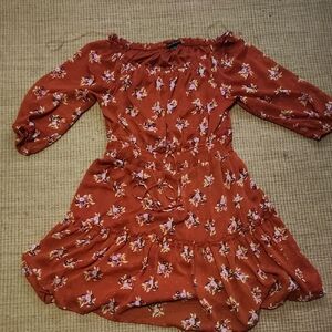 Floral Long Sleeve Dress - Rust